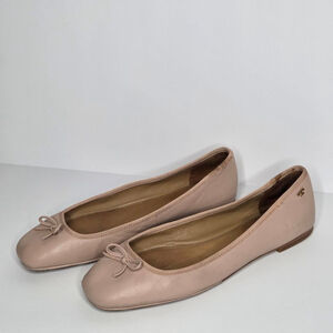 Tory Burch Pink Ballet Flats Bow Accent Women's Size 8 Beige
